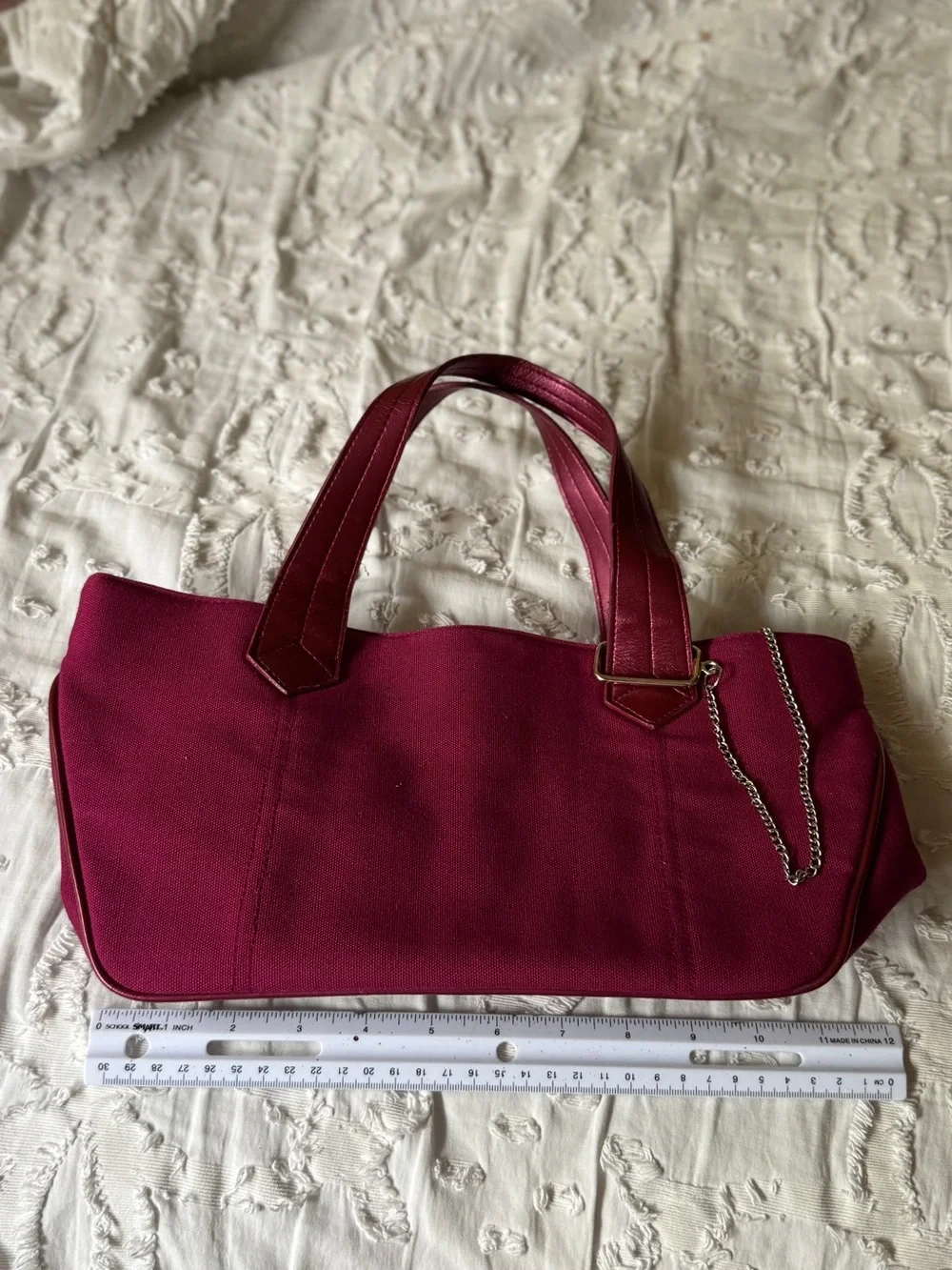 Victoria's Secret Burgundy Satin-Trim Tote